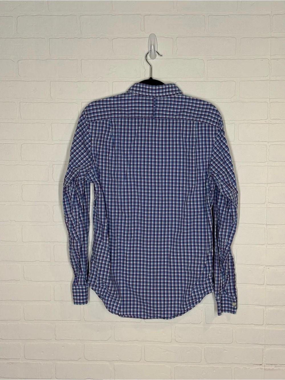 Banana Republic Mens Small Soft-Wash Plaid Button Down Shirt Blue Purple Gingham